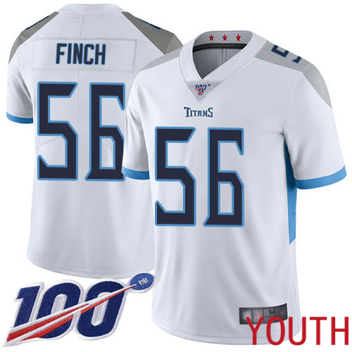Tennessee Titans Limited White Youth Sharif Finch Road Jersey NFL Football #56 100th Season Vapor Untouchable->tennessee titans->NFL Jersey